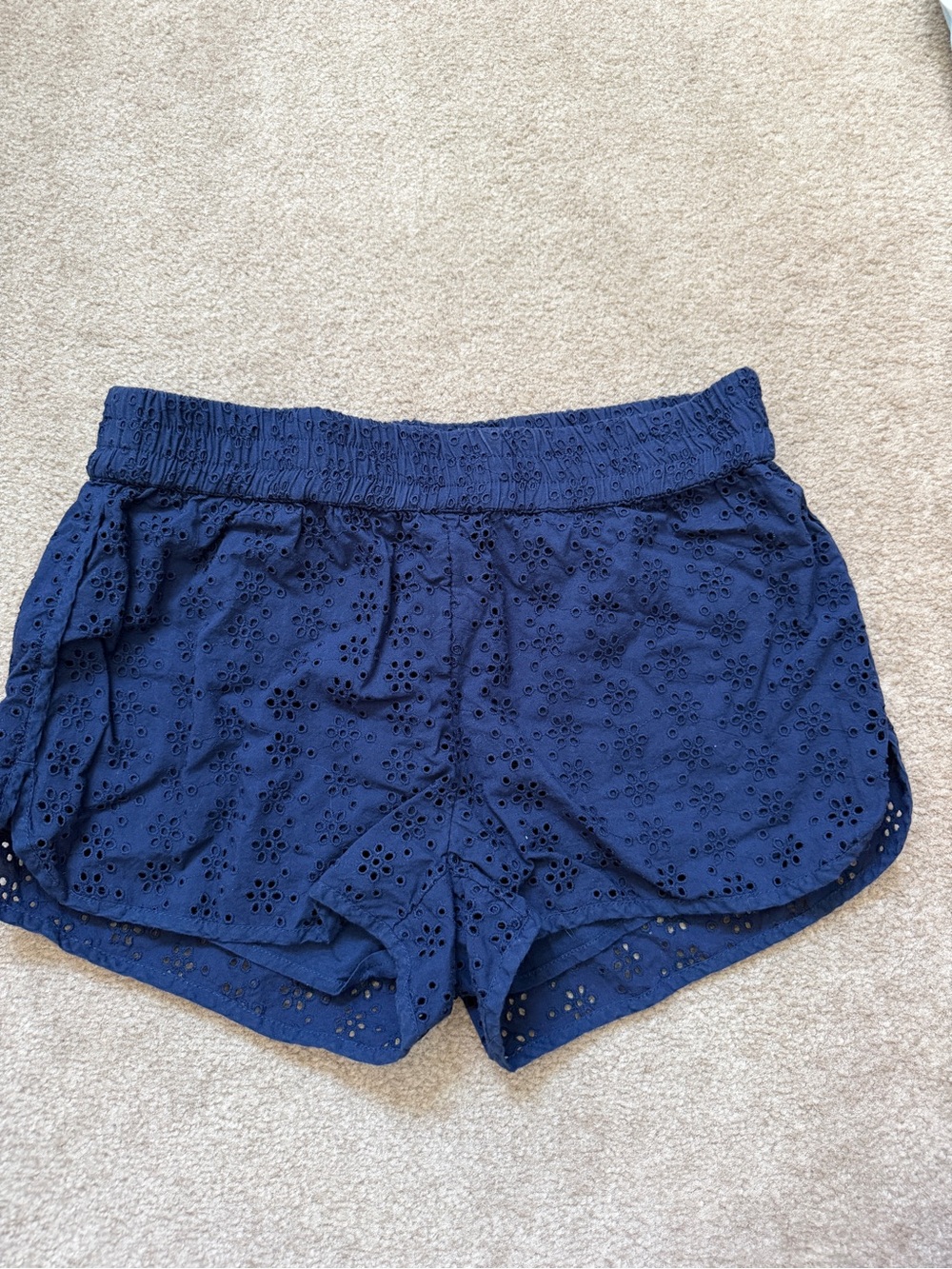 aerie Navy Eyelet Athletic Shorts